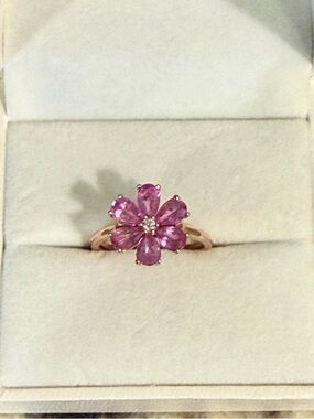 Angara Pink Sapphire & Diamond Flower Ring